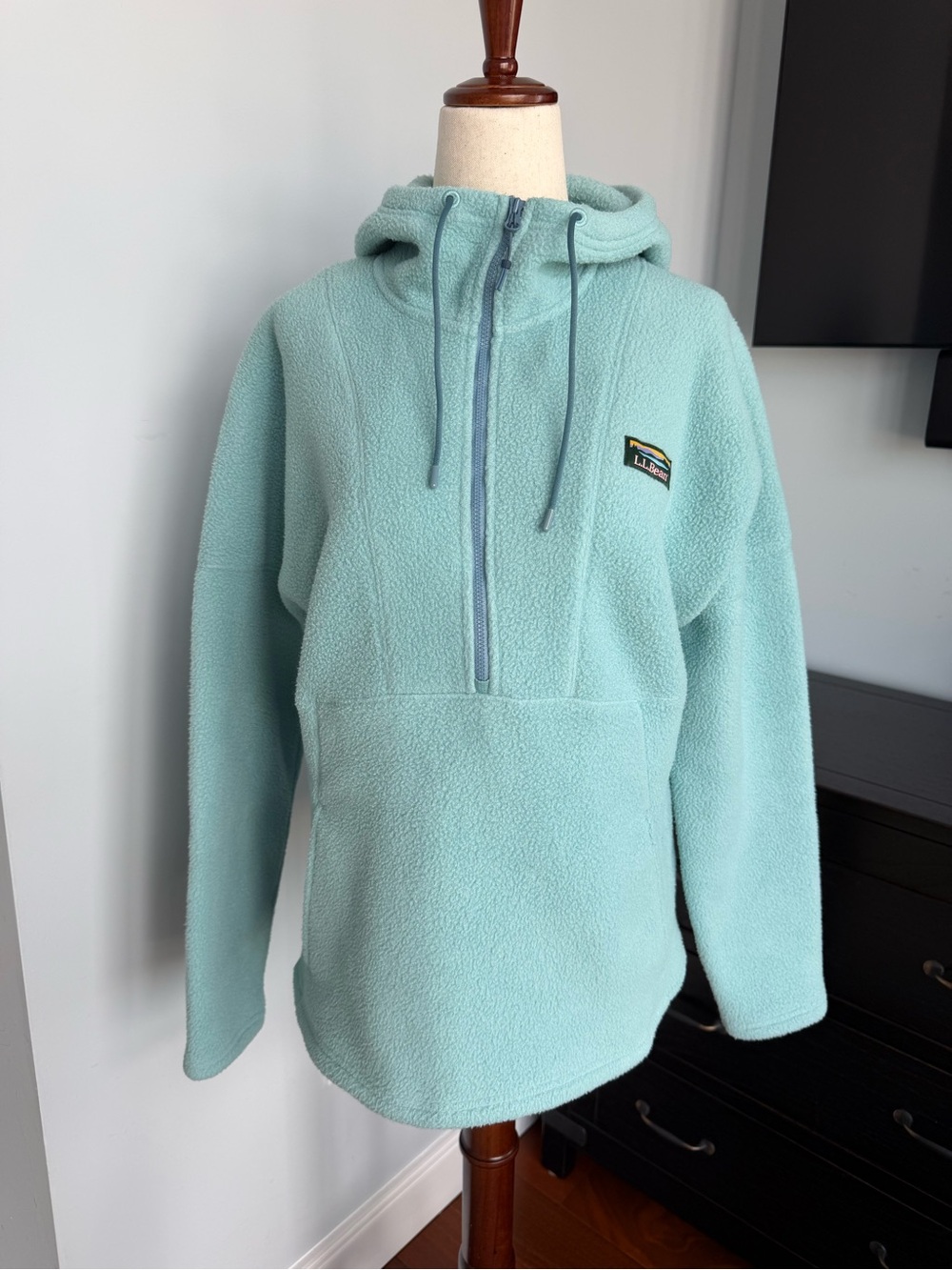 L.L. Bean Kids' Mint Green Half-Zip Fleece Hoodie